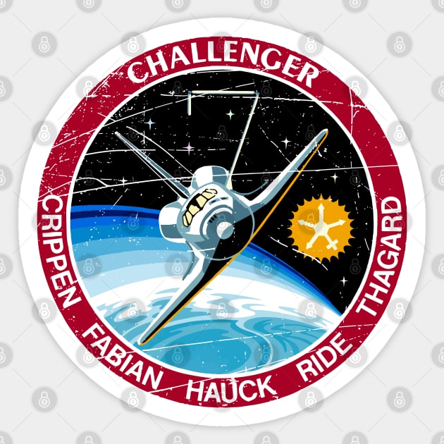 STS-7 Challenger Vintage Sticker by Mandra